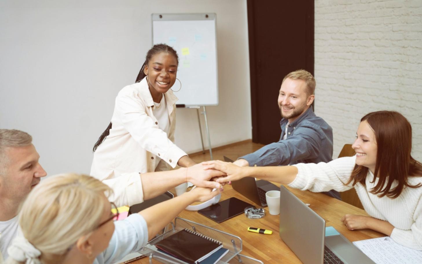 Professional presenting budget information in modern conference setting